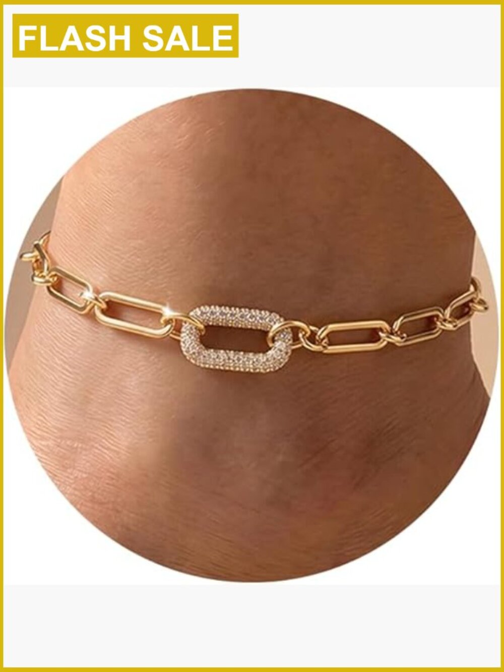 Chunky Cuban Link Anklet 14K Gold Plated Waterproof Anklet with Extender